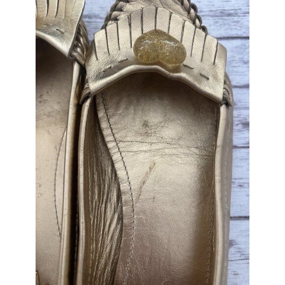 Coach Penny Women's Patent Gold Leather Slip On Flats Loafers Size 7.5 - Picture 11 of 12